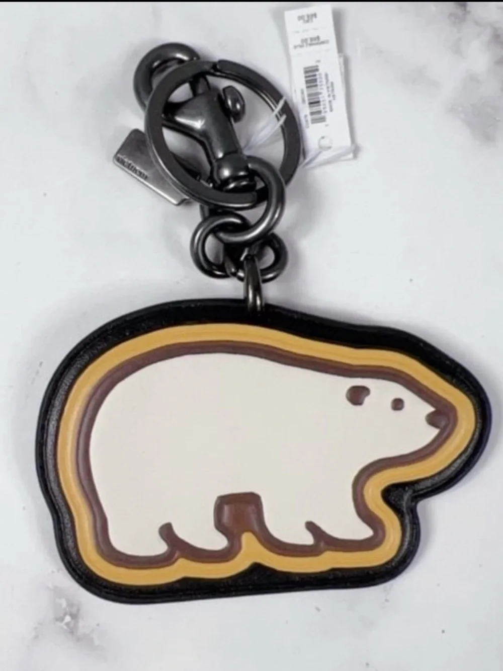 Coach Polar Bear Key Fob Signature Canvas Hangtag BAGCHARM Keychain CE679 NWT